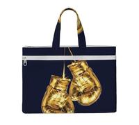 Gants de boxe dorés,Sac à documents en toile avec fermeture éclair, sac fourre-tout, porte-documents pour l'école et le bureau