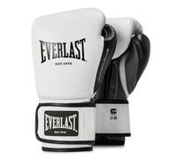 Everlast Powerlock OG Advanced 14 oz Gants de Boxe (Blanc/Noir), pour Sac, Mitaines et Sparring, Fermeture Hook & Loop, EverDri, Mousse C3, Prise Ergonomique - Équipement Everlast Authentique