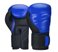 Gants de Boxe Gants de Boxe en Cuir PU, résistants à l'usure et Respirants, for l'entraînement Sanda, Gants Combat Protection épais(Black Blue,14oz)