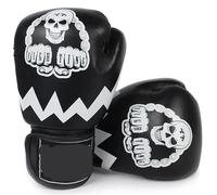 Gants de Boxe Gants de Boxe MMA à Motif tête Mort for Homme et Femme, for Adulte, for Le Combat, Muay Thai, Sanda(Color A)