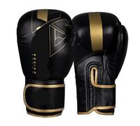 Gants de Boxe Gants de Boxe Professionnels 6/8/10/12/14 oz en PU, for Muay Thai, MMA, Kickboxing, Adultes, équipement d'entraînement au Sac Sable(Black Gold,10oz)
