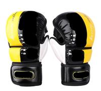 Gants de Boxe Gants de Boxe Professionnels à Demi-Doigts, épais, for Le Combat Libre et Les Arts Martiaux Mixtes(Black Yellow,L)