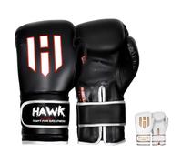 Gants de boxe Hawk Boxing en cuir avec gel infusé pour boxe Muay, Thaï UFC, HWK-BK86 65, Noir , 414 ml (14oz)