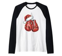 Gants de Boxe, lumières de Noël, boîte de Père Noël, Boxeur, Homme Manche Raglan