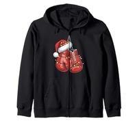 Gants de Boxe, lumières de Noël, boîte de Père Noël, Boxeur, Homme Sweat à Capuche