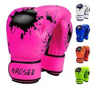 Gants de boxe pour enfants de 170,1 g, 226,8 g, gants d'entraînement pour sac de frappe, kickboxing, Muay Thai, MMA, UFC, cadeau pour enfants de 6 à 15 ans (rose, 170,1 g (20,4 à 36,3 kg)