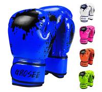 Gants de Boxe pour Enfants de 170,1 g, 226,8 g - Gants d'entraînement pour Sac de Frappe, Kickboxing, Muay Thai, MMA, UFC - Cadeau pour Enfants de 6 à 15 Ans (Bleu, 170,1 g (20,4 à 36,3 kg)