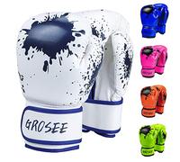 Gants de boxe pour enfants de 170,1 g, 226,8 g, gants d'entraînement pour sac de frappe, kickboxing, muay thai, MMA, UFC, cadeau pour enfants de 6 à 15 ans, blanc, 170,1 g (20,4 à 36,3 kg)