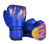 Gants de Boxe pour Enfants de 6 à 11 Ans, Gants de Boxe pour Enfants de Motif de Flamme, Gants de Boxe Respirants avec du Ruban adhésif, Mitaines de Boxe remplies d'éponge pour l'entraînement, Bleu