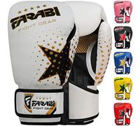 Gants de Boxe pour Enfants Farabi 6 oz, Gants d'entraînement de Kickboxing Muay Thai MMA, Meilleurs Gants pour l'entraînement sur Sac de Boxe, tampons de Mise au Point Pratique (White, 6-oz)