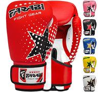 Gants de Boxe pour Enfants Farabi 6 oz, Gants d'entraînement de Kickboxing Muay Thai MMA, Meilleurs Gants pour l'entraînement sur Sac de Boxe, tampons de Mise au Point Pratique (Red, 6-oz)