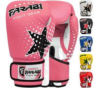 Gants de Boxe pour Enfants Farabi 6 oz, Gants d'entraînement de Kickboxing Muay Thai MMA, Meilleurs Gants pour l'entraînement sur Sac de Boxe, tampons de Mise au Point Pratique (Pink, 6-oz)