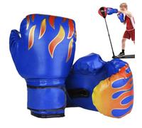 Gants de Boxe pour Enfants, Gants de Boxe à Motif Flamme pour Enfants 6 à 11 Ans, PU Respirant avec Ruban Fixation, Mitaines remplies d'éponge pour l'entraînement, l'exercice et Les Jeux, ble