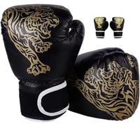 Gants de Boxe pour Enfants, Gants de Boxe Noirs Jinwen Tiger, Sac de Boxe, Muay Thai, Taekwondo, Gants d'entraînement, Cadeau d'anniversaire adapté aux Enfants de 3 à 12 Ans