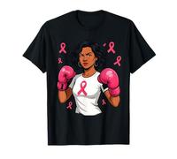 Gants de Boxe pour la Sensibilisation au Cancer du Sein avec Ruban Rose pour Femme Afro T-Shirt