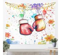 Gants de boxe Tapisseries Taille S Coloré Graffiti Impression Plante Fleur Mignon Couverture Murale pour Chambre à Coucher Pugilisme Sport Jeux Thème Tapisserie Art pour Enfants