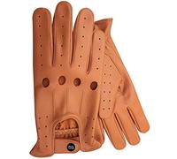 Gants de Conduire en Cuir Sans Doublure et Respirant Pour Homme Style Vintage En Cuir Souple à Corde Classique à Trou Articulation Idéal Pour Moto Voiture Vélo (Marron L)