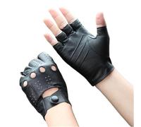 Gants de conduite en cuir Gants en cuir demi-doigts for hommes, respirants, troués, style fin, gants peau d'agneau for(Color 1,L)