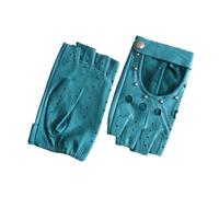 Gants de conduite en peau de mouton pour femme, style fin, non doublé, style rivet, en cuir véritable, bleu ciel, 6.5