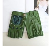 Gants de conduite en peau de mouton pour femme, style fin, non doublé, style rivet, en cuir véritable, Marron et gris., 6.5