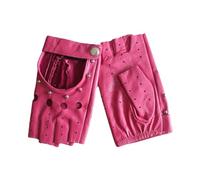 Gants de conduite en peau de mouton pour femme, style fin, non doublé, style rivet, en cuir véritable, rose rouge, 8.5