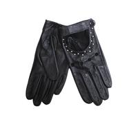 Gants de conduite en peau de mouton pour femme - Style rivet fin et non doublé, Noir , 8.5