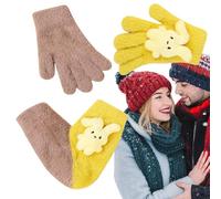 Gants de couple se tenant la main, gants chauds d'hiver - Gants pour les amoureux - Mitaines pour 2 personnes, gants d'amour, mitaines chaudes d'hiver pour amoureux, gants de Couple à écran tactile po