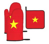 Gants de cuisine avec imprimé drapeau vietnamien - Pour les vacances, la cuisson, le barbecue, le micro-ondes, la maison, le restaurant