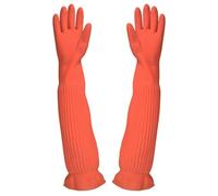 Gants de Cuisine - Caoutchouc Haute Résilience, Protection Ménagère Étanche Orange, Protège-Bras Long Réutilisable, Matériau Élastique en Latex | Équipement de Nettoyage pour Concierges & Chefs