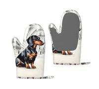 Gants de cuisine décoratifs épais et résistants à la chaleur avec boucle de suspension pour chef cuisinier à domicile Motif teckel parisien