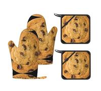 Gants de cuisine en silicone antidérapant avec imprimé biscuit au chocolat, gants de four et maniques résistants à la chaleur pour la cuisine, la pâtisserie, les grillades