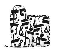 Gants de cuisine en silicone avec impression note de musique noire pour cuisson au four au quotidien en plein air