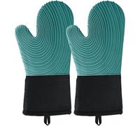 Gants de cuisine en silicone résistants à la chaleur, imperméables, antidérapants, avec doublure en coton, extra longs pour la cuisson, le barbecue, la cuisine