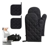 Gants de cuisine et maniques, 1 paire de gants de four résistants à la chaleur et 2 maniques antidérapantes, gant de four antidérapant en coton, maniques Gant de cuisine pour la cuisson, la pâtisserie