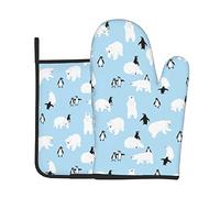 Gants de cuisine et maniques de barbecue motif ours polaire et pingouin, m
