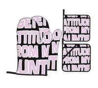 Gants De Cuisine Et Maniques J'Ai Hérité De Mon Caractère De Ma Tante Imperméable Ensemble De Gants De Four Tendance Lot De 4 pour Cuisson Cheminée Micro-Ondes