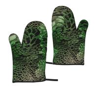 Gants de cuisine imperméables à imprimé serpent vert, taille polyvalente, 5,9 x 27,9 cm, gants antidérapants pour barbecue