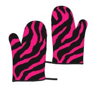 Gants de cuisine imperméables à imprimé zèbre tigre léopard rose Taille polyvalente 5,9 x 27,9 cm Gants de barbecue antidérapants pour cuisine