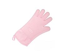 Gants de Cuisine Longs en Silicone avec Doigts, Gants Barbecue résistants à la Chaleur, Ensembles Mitaines et maniques(Pink 2PCS)