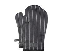 Gants de cuisine Masterchef résistants à la chaleur, 100 % coton, parfaits pour la cuisine et la pâtisserie, avec boucle de suspension et logo en cuir végétalien, noir/blanc, laine