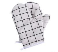 Gants de cuisine résistants à la chaleur avec coton et lin pour une manipulation sûre des casseroles chaudes pour la cuisson, le barbecue (blanc)