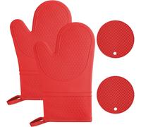 Gants de Cuisine Silicone Anti-Chaleur 27,5 cm rouge Vendos85