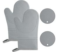 Gants de Cuisine Silicone Anti-Chaleur 29 cm gris Vendos85