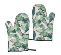 Gants de cuisine universels résistants à la chaleur Motif feuilles de palmier vertes Rose