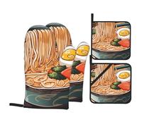 Gants de cuisson de cuisine HJFCZH Delicious Sweet Ramen Imprimés Épais Pratique Anti-brûlure Isolation thermique pour la cuisine