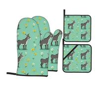 Gants de cuisson de cuisine Manique HJFCZH âne sur prairie verte Impression épaissie pratique anti-brûlure isolation thermique pour la cuisine