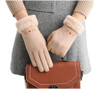 Gants de cyclisme en peluche épais et chauds avec design coupe-vent et résistant au froid pour sports d'hiver en plein air et trajets (kaki)