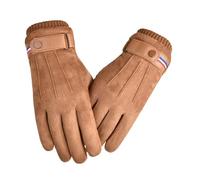 Gants de cyclisme for écran tactile, en cuir suédé, en peluche, isolants, for la conduite, le Ski, épais, for hommes, hiver(Khaki)