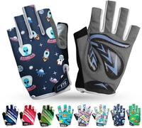 Gants de cyclisme pour enfants, demi-doigts rembourrés en gel, antidérapants, respirants, sans doigts réglables pour VTT, course à pied, équitation, sport de plein air, patinage (améthyste, L)