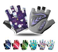 Gants de cyclisme pour enfants, demi-doigts rembourrés en gel, antidérapants, respirants, sans doigts réglables pour VTT, course à pied, équitation, sport de plein air, patinage (violet, taille L)